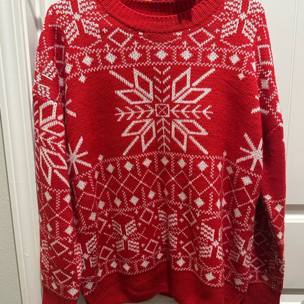 HEIMISH USA Red and White Knit Sweater